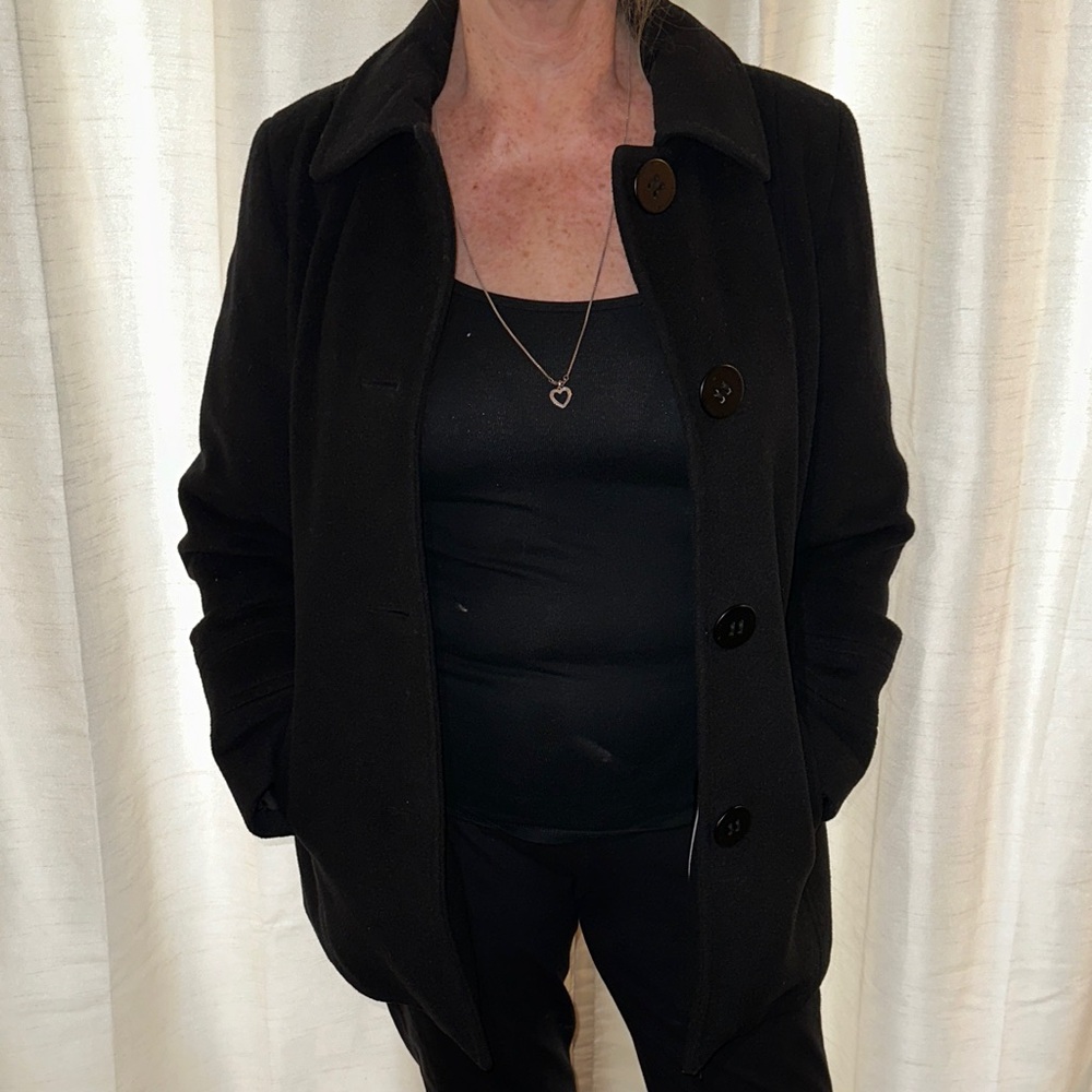 Women’s sz 12 Calvin Klein Classic Black fully lined Pea Coat